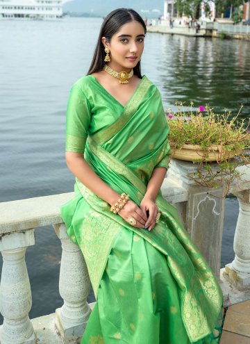 Woven Silk Sea Green Trendy Saree