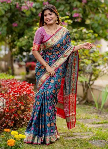 Woven Silk Teal Trendy Saree