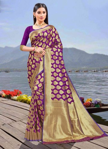 Woven Silk Violet Trendy Saree