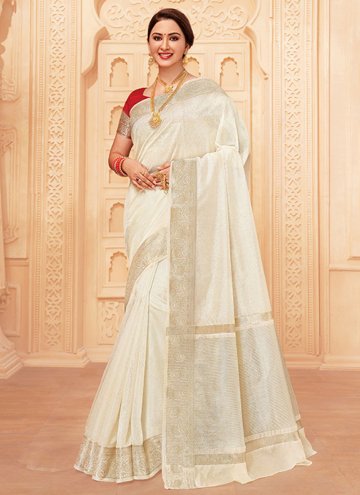 Woven Silk White Classic Designer Saree