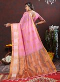 Woven Soft Cotton Pink Contemporary Saree - 2