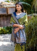 Woven Tussar Silk Green Trendy Saree - 2