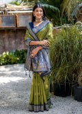 Woven Tussar Silk Green Trendy Saree - 3
