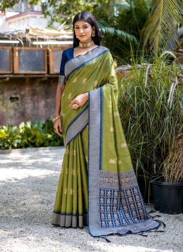 Woven Tussar Silk Green Trendy Saree