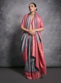 Woven Tussar Silk Grey Trendy Saree - 3