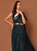 Woven Velvet Green Designer Saree - 1