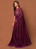 Woven Velvet Purple Contemporary Saree - 2