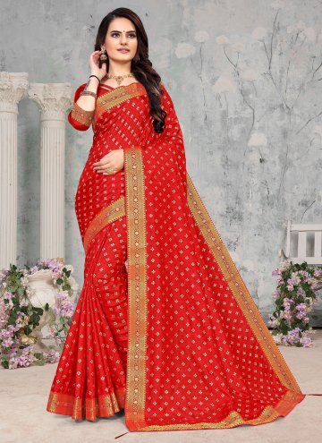 Woven Vichitra Silk Red Classic Designer Saree