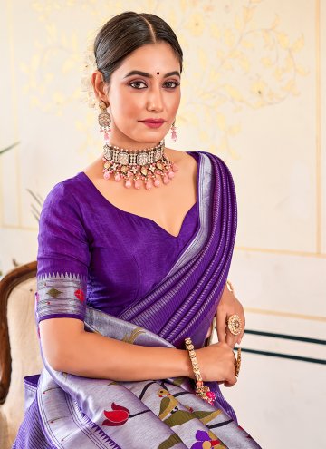 Woven Viscose Purple Designer Saree