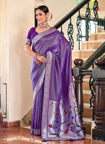 Woven Viscose Purple Designer Saree