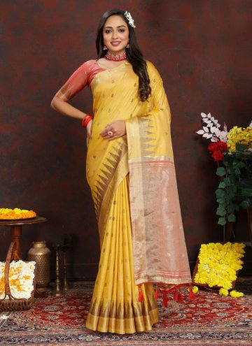 Woven Yellow Designer Saree