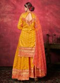 Yellow Art Silk Woven Salwar Suit for Ceremonial - 1