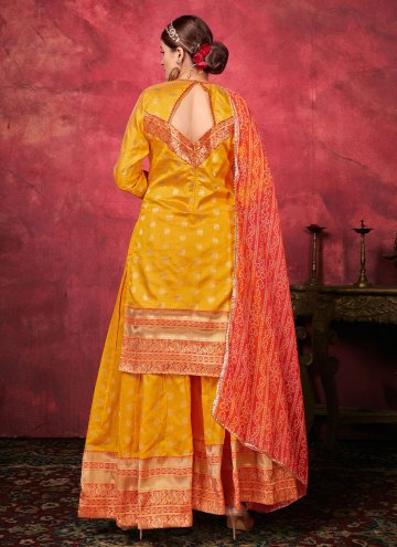 Yellow Art Silk Woven Salwar Suit for Ceremonial