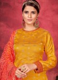 Yellow Art Silk Woven Salwar Suit for Ceremonial - 2