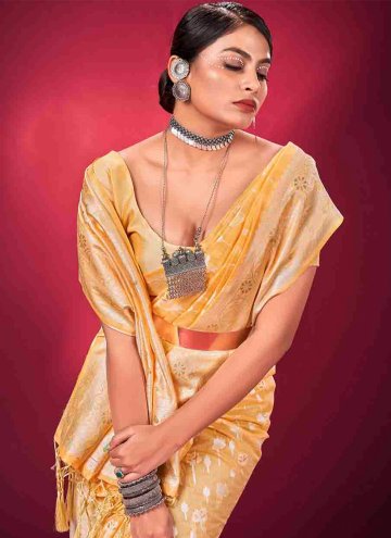 Yellow Banarasi Woven Classic Designer Saree for Ceremonial