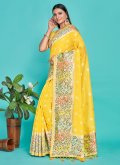 Yellow Banarasi Woven Contemporary Saree for Party - 2