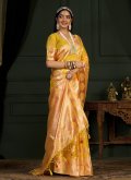 Yellow Banarasi Woven Designer Saree - 2
