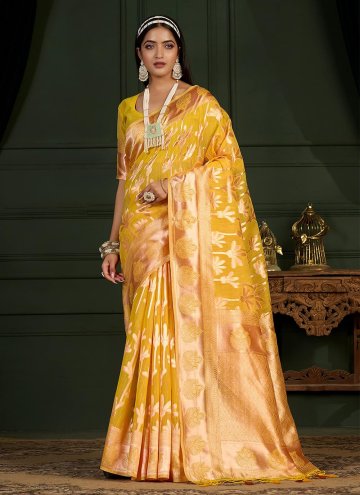 Yellow Banarasi Woven Designer Saree
