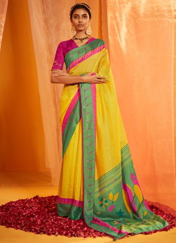 Yellow Brasso Woven Traditional Saree