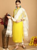Yellow Chanderi Embroidered Trendy Salwar Suit - 1