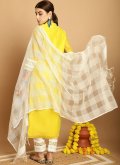 Yellow Chanderi Embroidered Trendy Salwar Suit - 2