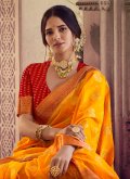 Yellow Classic Designer Saree in Chiffon with Woven - 1