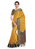 Yellow Classic Designer Saree in Kanjivaram Silk with Zari Work - 1