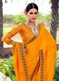 Yellow Classic Designer Saree in Silk with Printed - 1
