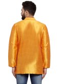 Yellow color Art Dupion Silk Kurta with Embroidered - 1