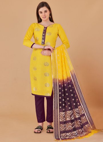 Yellow color Banarasi Trendy Salwar Kameez with Bo