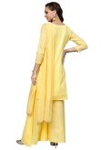 Yellow color Blended Cotton Straight Salwar Suit with Printed - 1