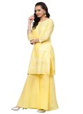 Yellow color Blended Cotton Straight Salwar Suit with Printed - 2