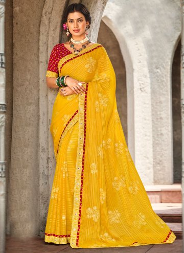 Yellow color Brasso Trendy Saree with Border