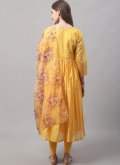 Yellow color Chanderi Salwar Suit with Embroidered - 1