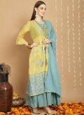 Yellow color Chanderi Silk Lehenga Choli with Embroidered - 3
