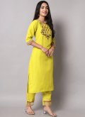 Yellow color Cotton  Trendy Salwar Kameez with Embroidered - 3