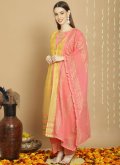 Yellow color Embroidered Chanderi Silk Trendy Salwar Suit - 3