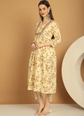 Yellow color Embroidered Cotton  Trendy Salwar Suit - 1