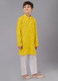 Yellow color Embroidered Georgette Kurta Pyjama - 2