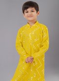 Yellow color Embroidered Georgette Kurta Pyjama - 4