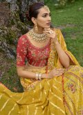 Yellow color Embroidered Silk Designer Lehenga Choli - 1