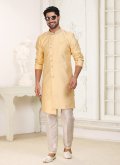 Yellow color Fancy work Banarasi Jacquard Indo Western - 2