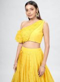 Yellow color Georgette A Line Lehenga Choli with Mukesh - 3