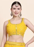 Yellow color Georgette A Line Lehenga Choli with Sequins Work - 1