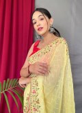 Yellow color Georgette Contemporary Saree with Sequins Work - 1