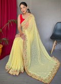 Yellow color Georgette Contemporary Saree with Sequins Work - 2