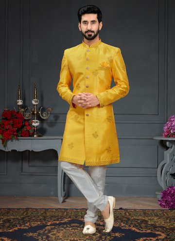 Yellow color Imported Indo Western with Embroidere