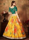 Yellow color Organza Designer Lehenga Choli with Floral Print - 1