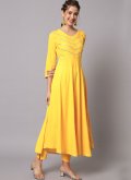 Yellow color Plain Work Rayon Salwar Suit - 2