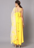 Yellow color Rayon Salwar Suit with Plain Work - 1